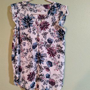 Loft Floral Print Flutter Top